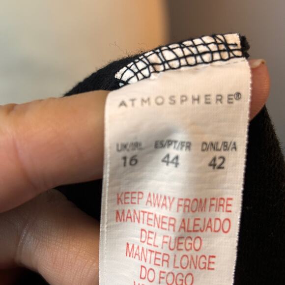 Atmosphere Black Knit Blouse Sweatshirt Floral Long Sleeve Womens M - Picture 5 of 6